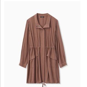 NWT dark taupe crinkled gauze anorak